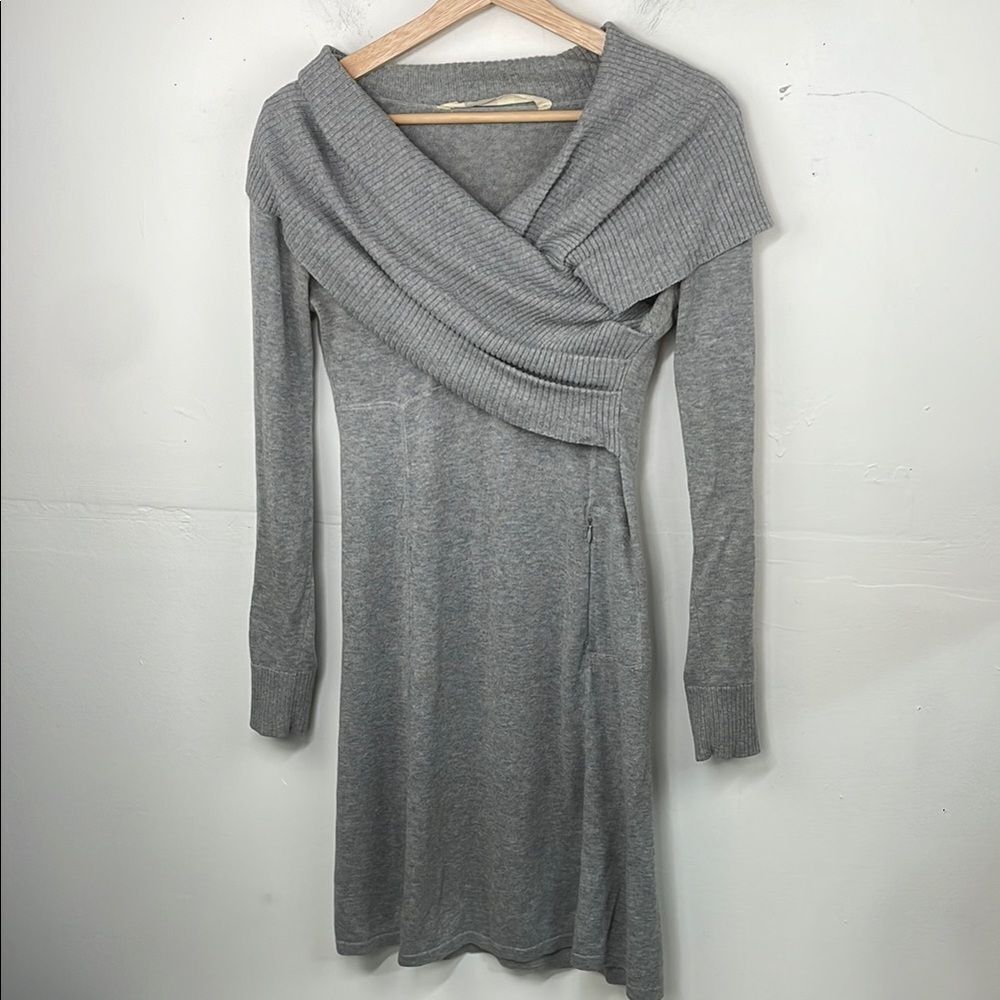 Athleta Sochi Cowl neck Wrap Dress lightweight Sweater long sleeves size XS Gray - Picture 1 of 12
